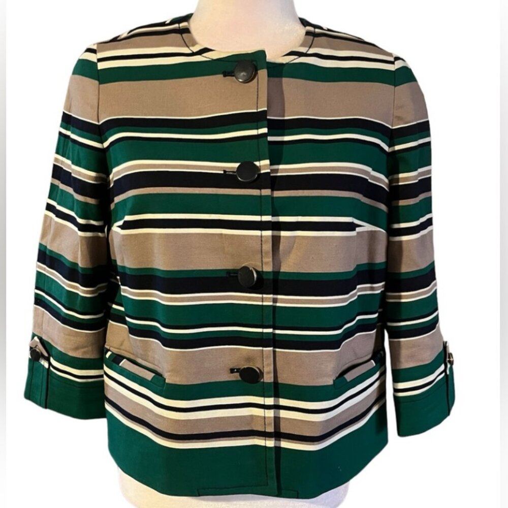 Talbots Multi-Color Striped Blazer Jacket -Size 14